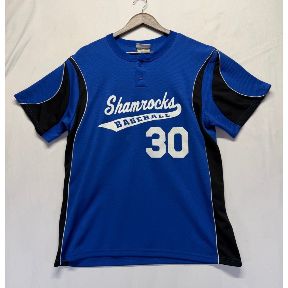Shamrocks Baseball Jersey Mens Large Blue Black #30 Teamwork Athletic‎ Apparel